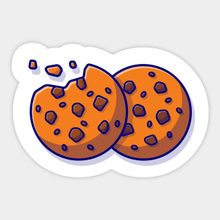 Chocolate Cookies Cartoon Vector Icon Illustration Sticker